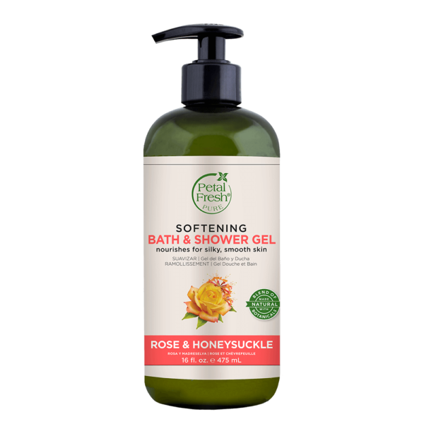 Image of Petal Fresh Pure Softening Rose and Honeysuckle Bath & Shower Gel - Natural and Nourishing Formula with Rose and Honeysuckle Extracts for Soft and Smooth Skin - Sulfate-Free, Paraben-Free, and Vegan - 355 ml Bottle